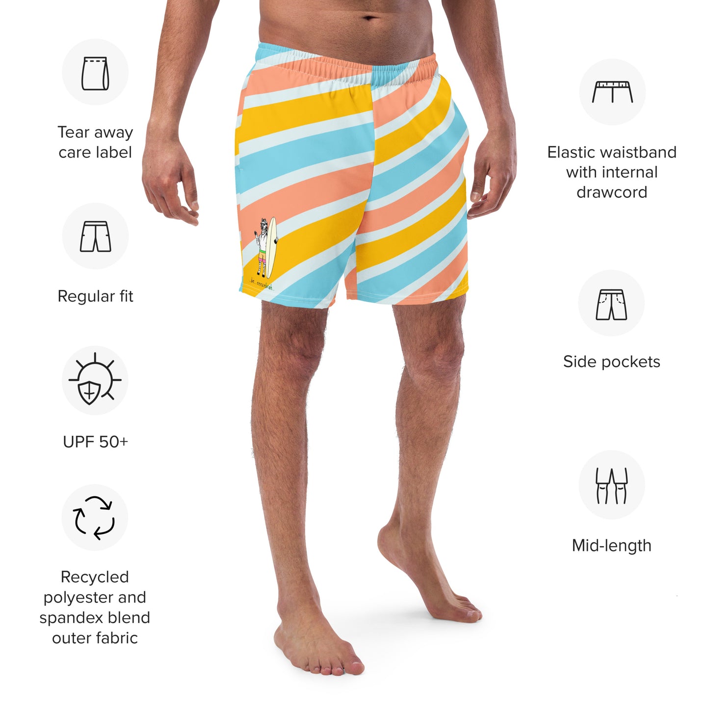 Zebra Recycled Swim Trunks