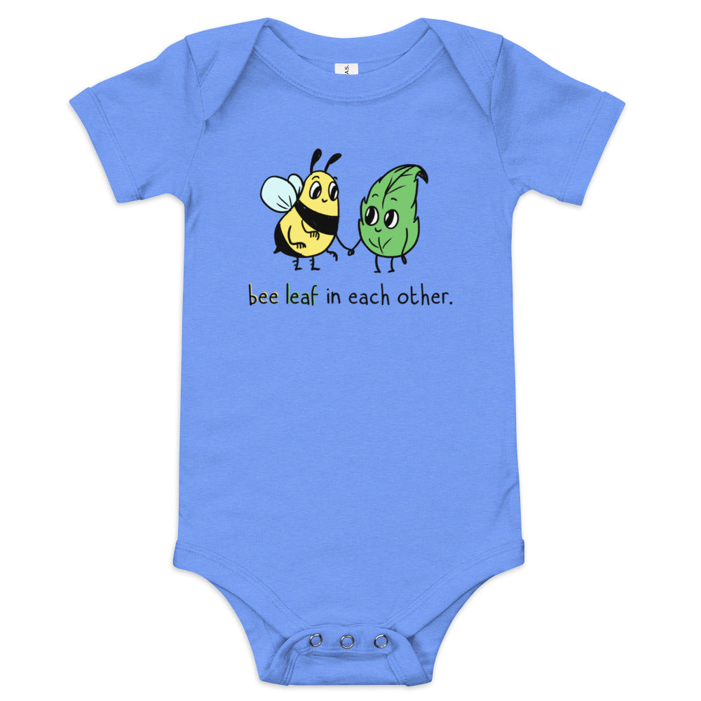 Bee Leaf baby short sleeve onesie