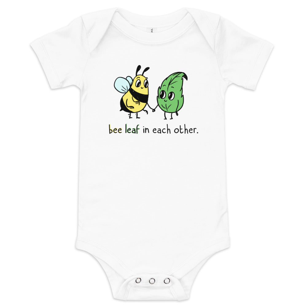 Bee Leaf baby short sleeve onesie