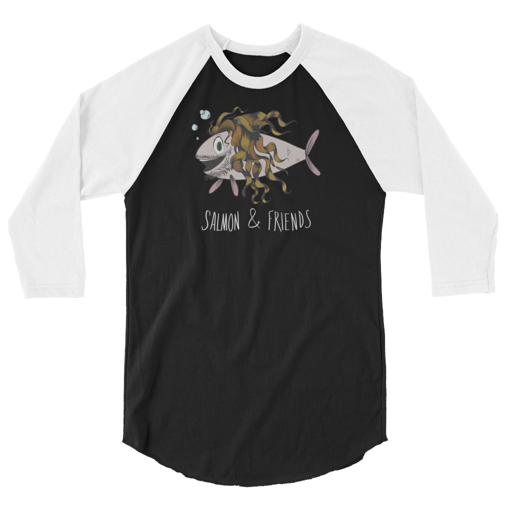 Salmon Logo & Friends 3/4 sleeve raglan shirt