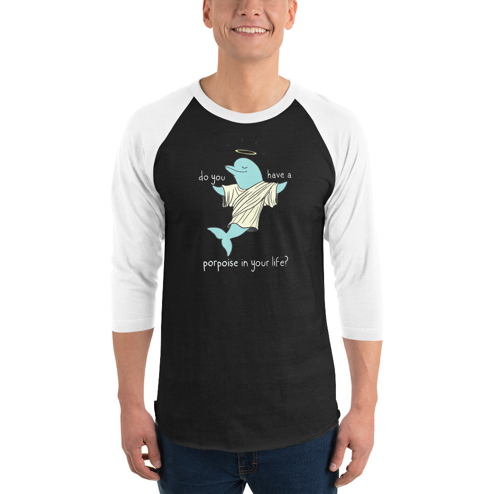 Porpoise 3/4 sleeve baseball raglan shirt