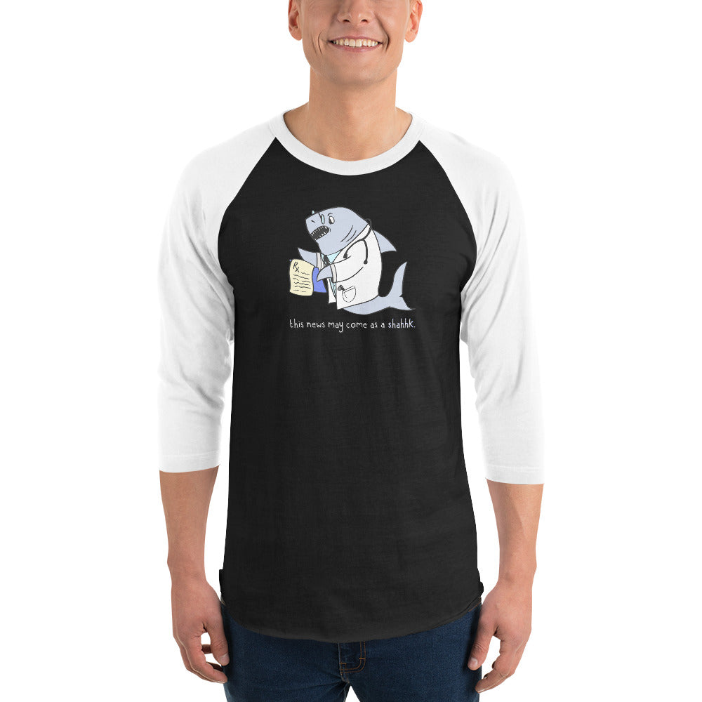 Shark Shahhhk 3/4 sleeve raglan baseball Tee