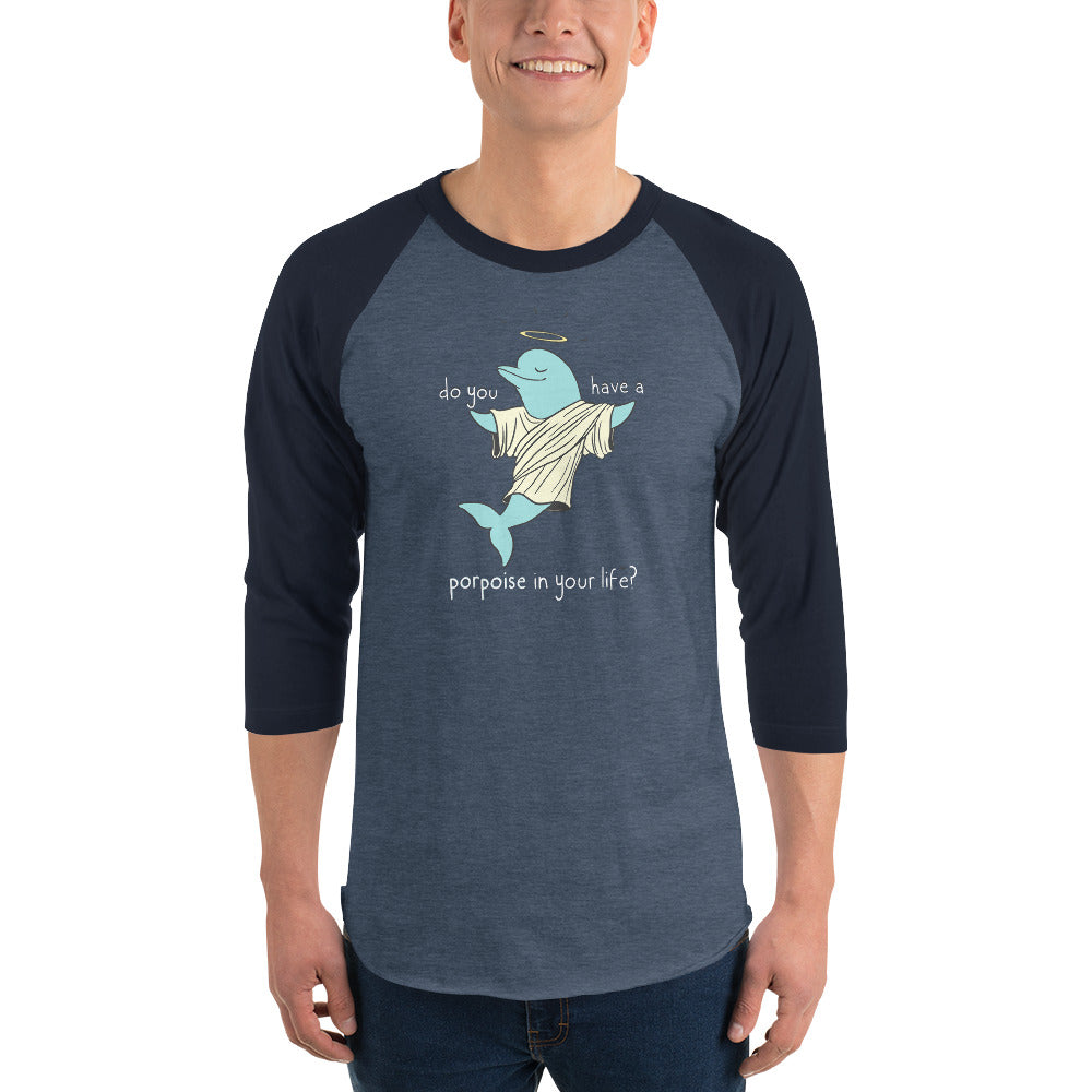 Porpoise 3/4 sleeve baseball raglan shirt