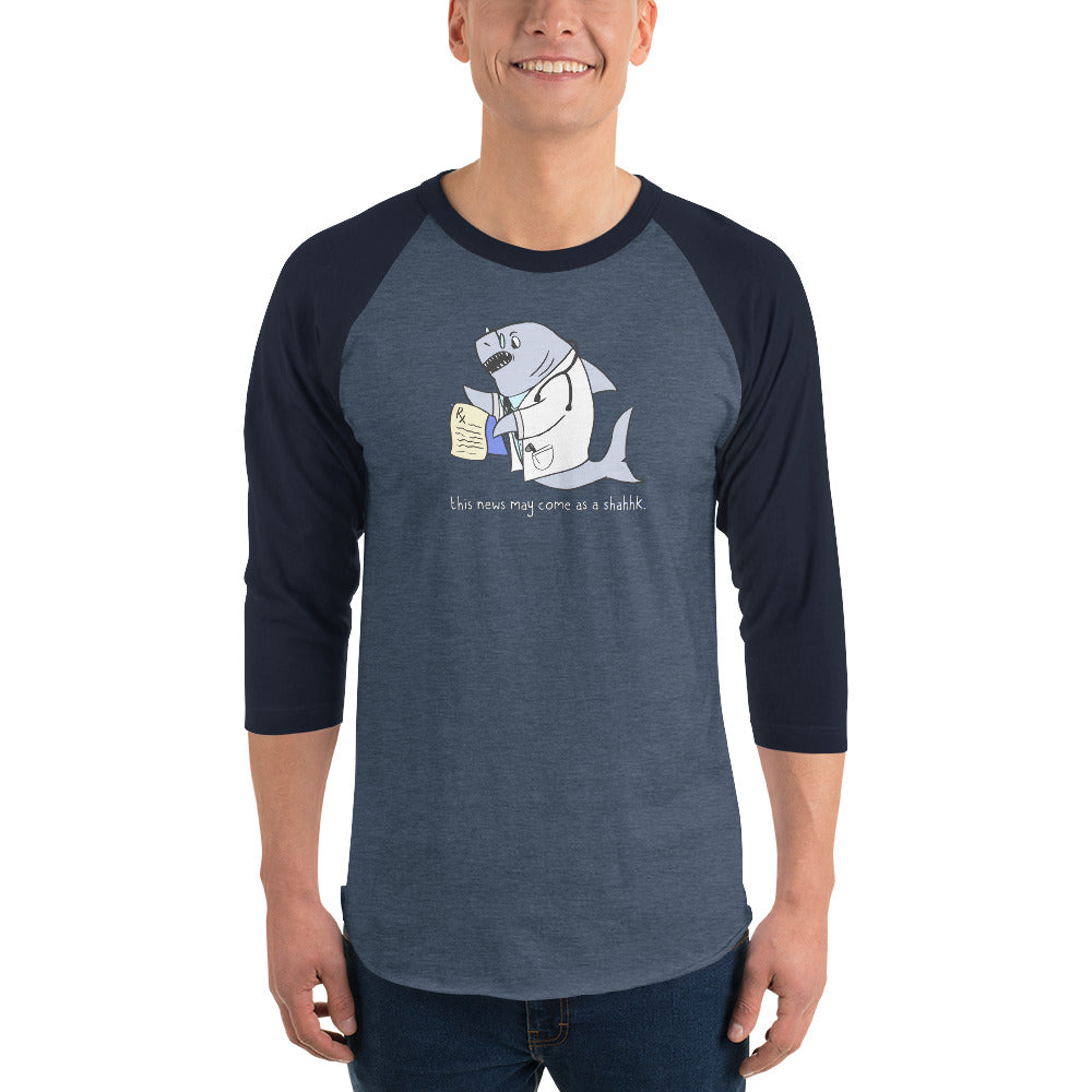 Shark Shahhhk 3/4 sleeve raglan baseball Tee