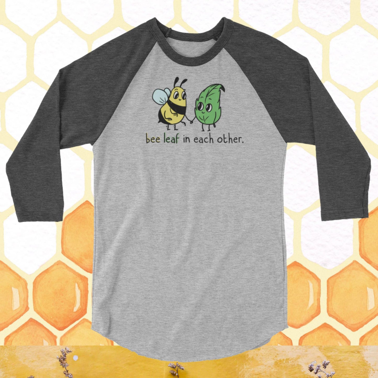 Bee Leaf 3/4 sleeve raglan shirt