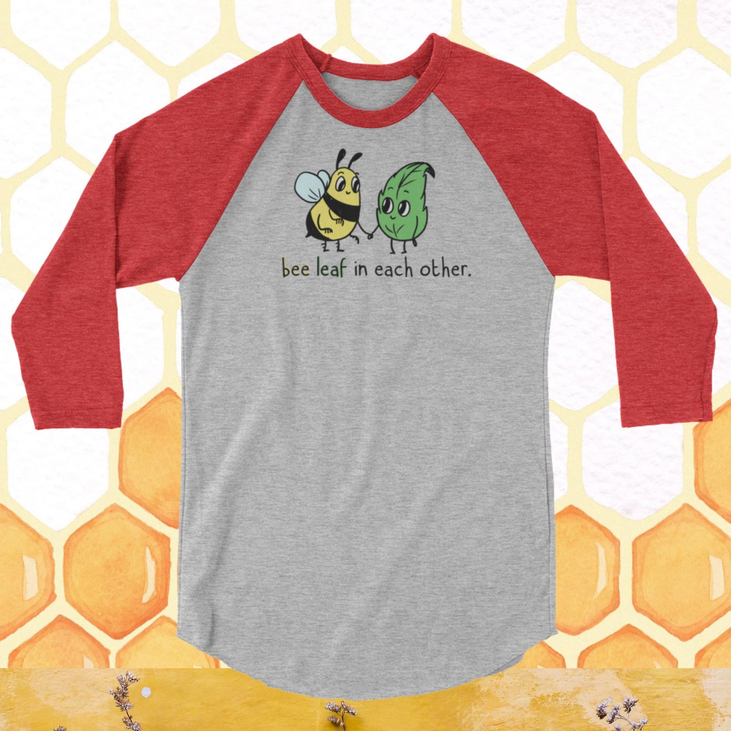 Bee Leaf 3/4 sleeve raglan shirt