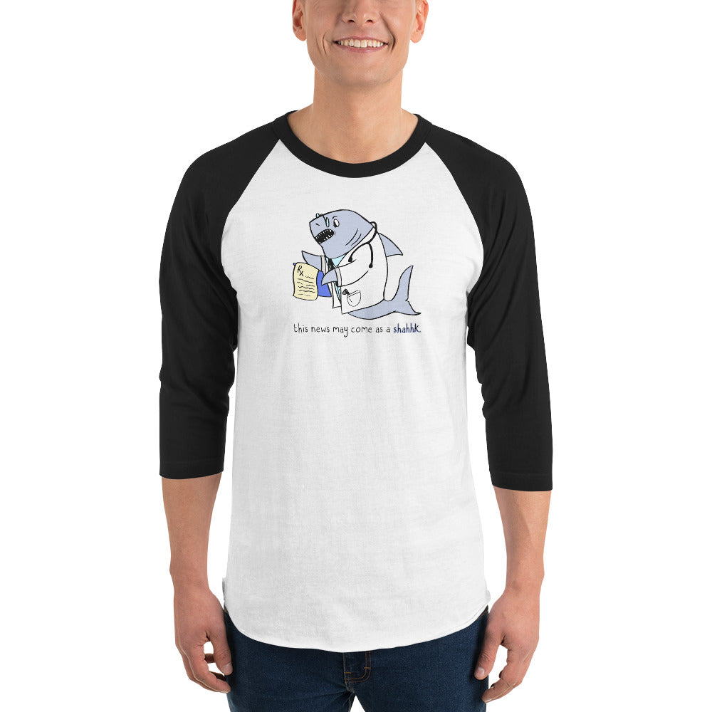 Shark Shahhhk 3/4 sleeve raglan baseball Tee