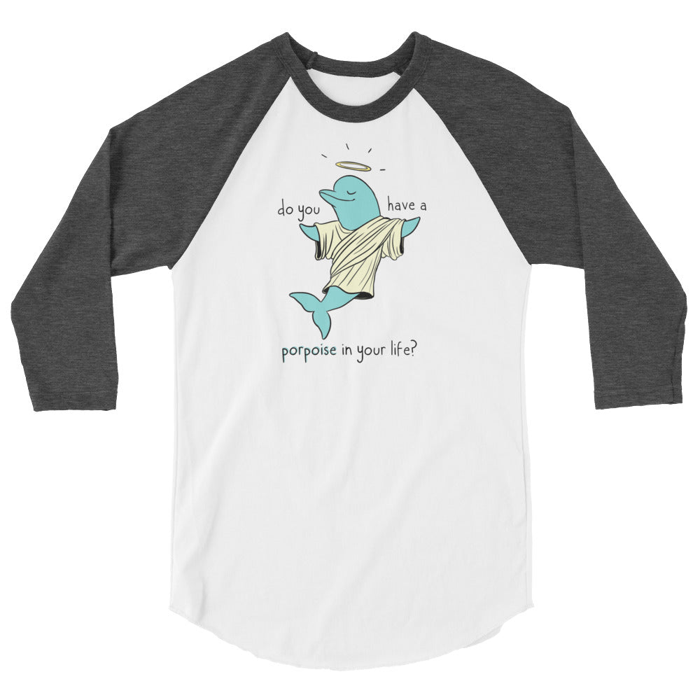 Porpoise 3/4 sleeve baseball raglan shirt