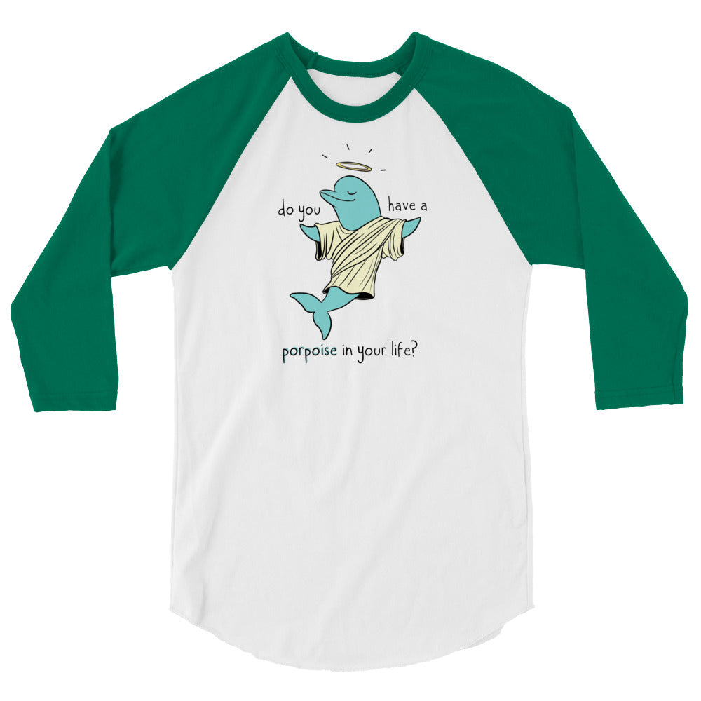 Porpoise 3/4 sleeve baseball raglan shirt