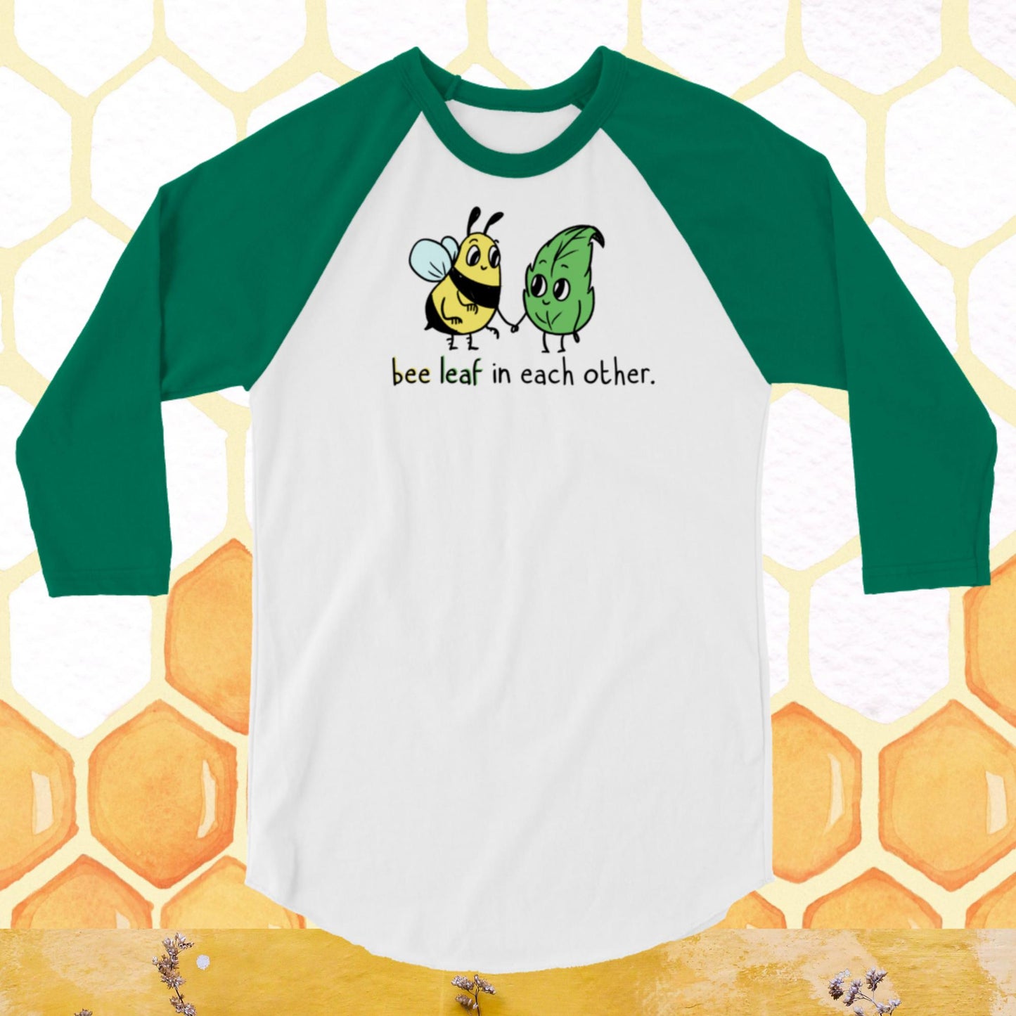 Bee Leaf 3/4 sleeve raglan shirt