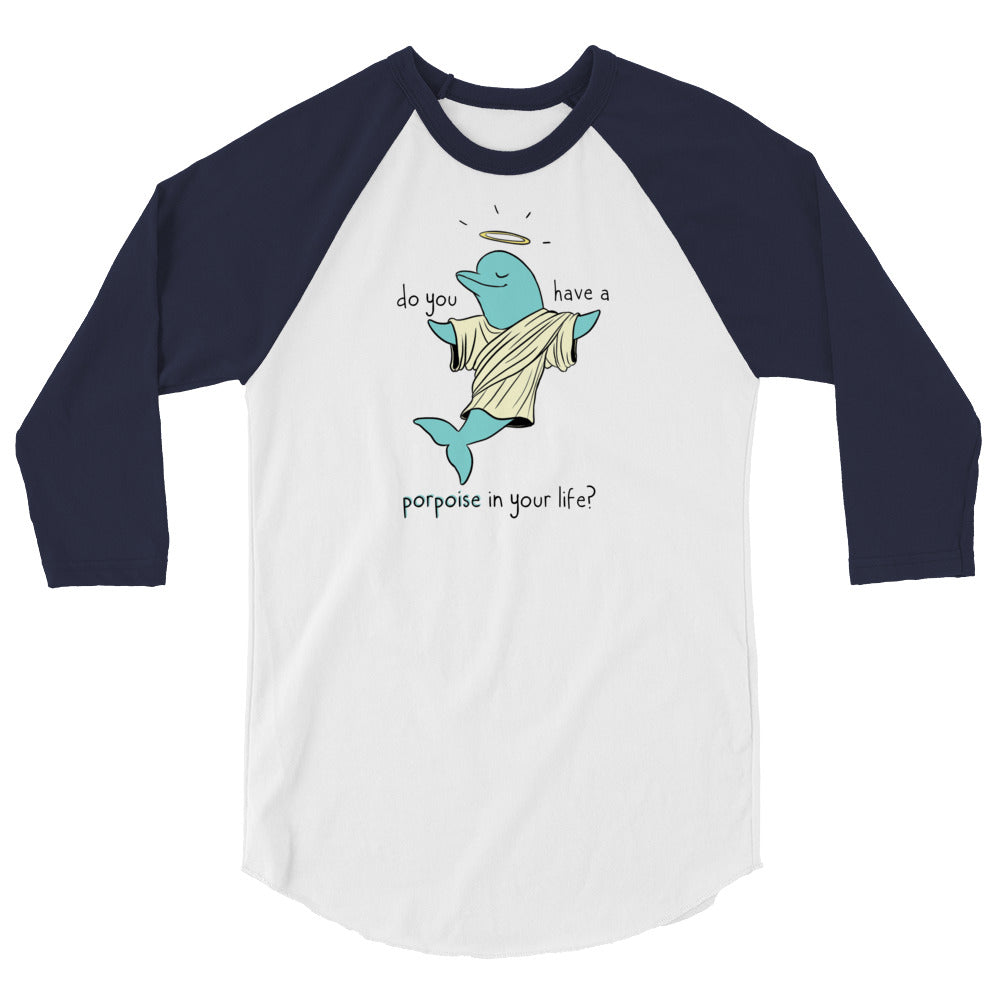 Porpoise 3/4 sleeve baseball raglan shirt