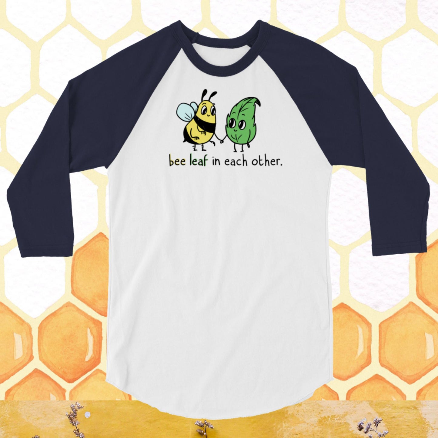 Bee Leaf 3/4 sleeve raglan shirt
