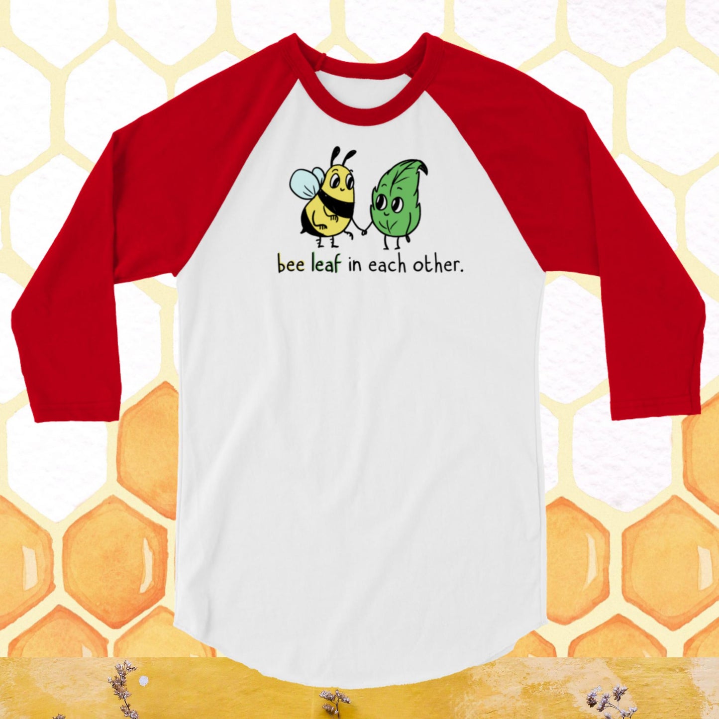 Bee Leaf 3/4 sleeve raglan shirt