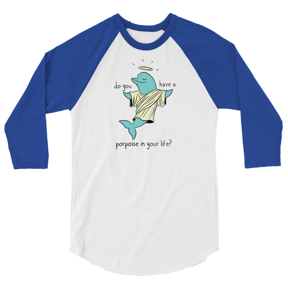 Porpoise 3/4 sleeve baseball raglan shirt