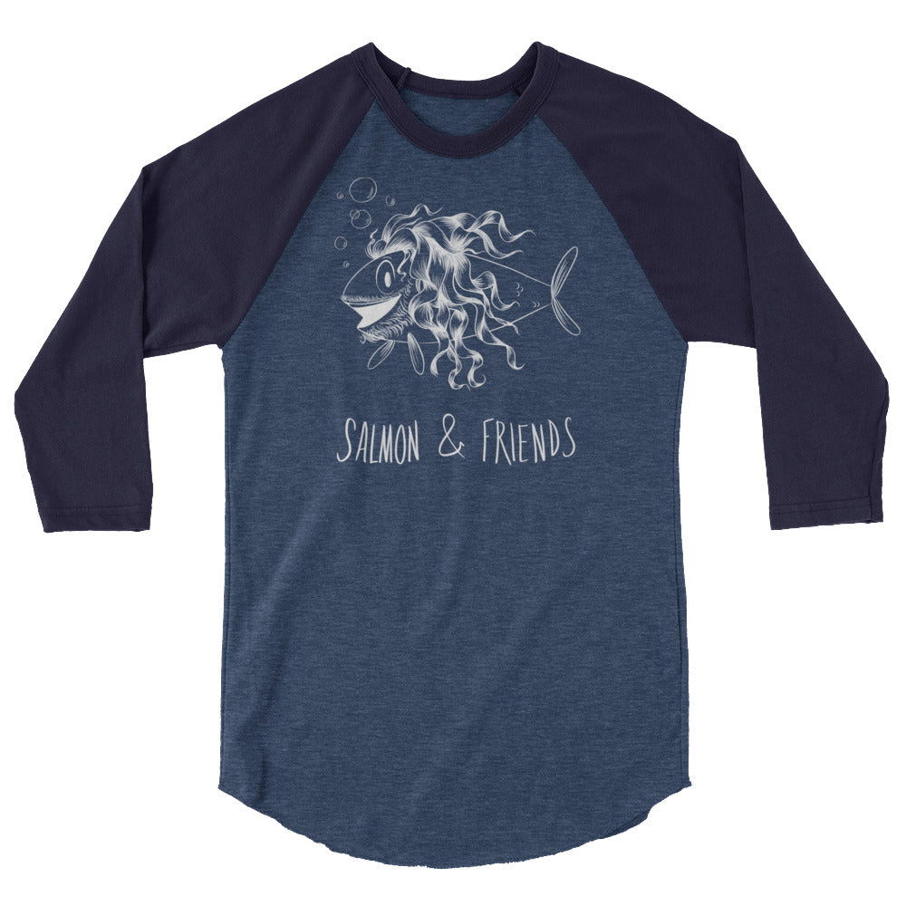 Salmon and Friends Dark side 3/4 baseball sleeve raglan shirt