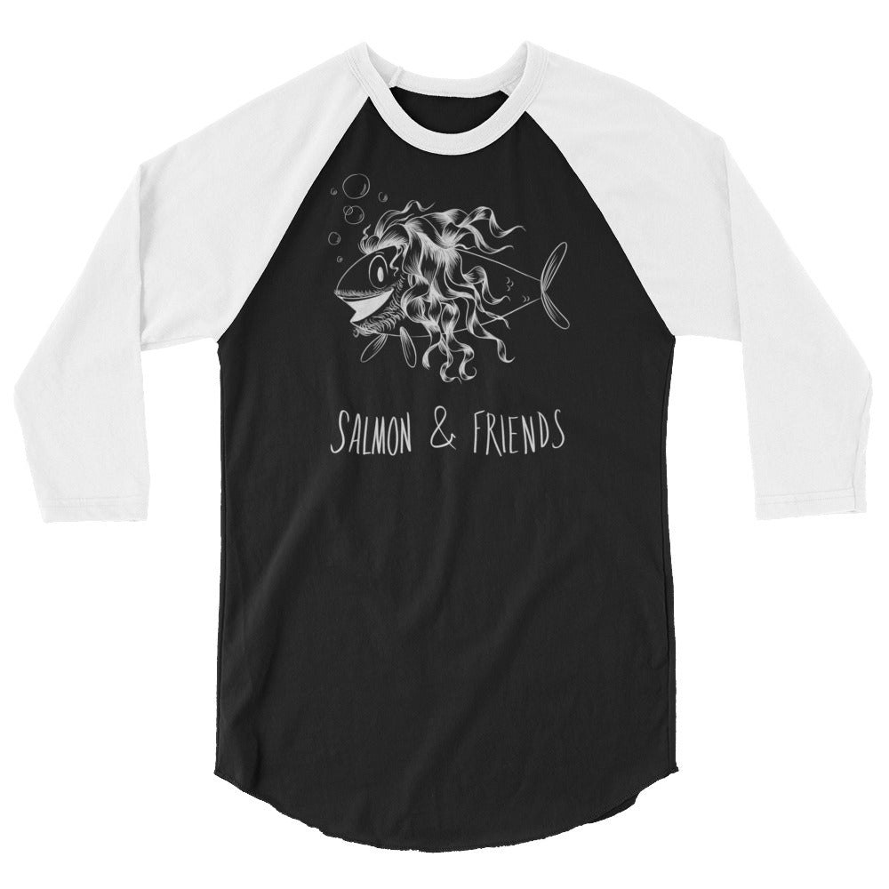 Salmon and Friends Dark side 3/4 baseball sleeve raglan shirt