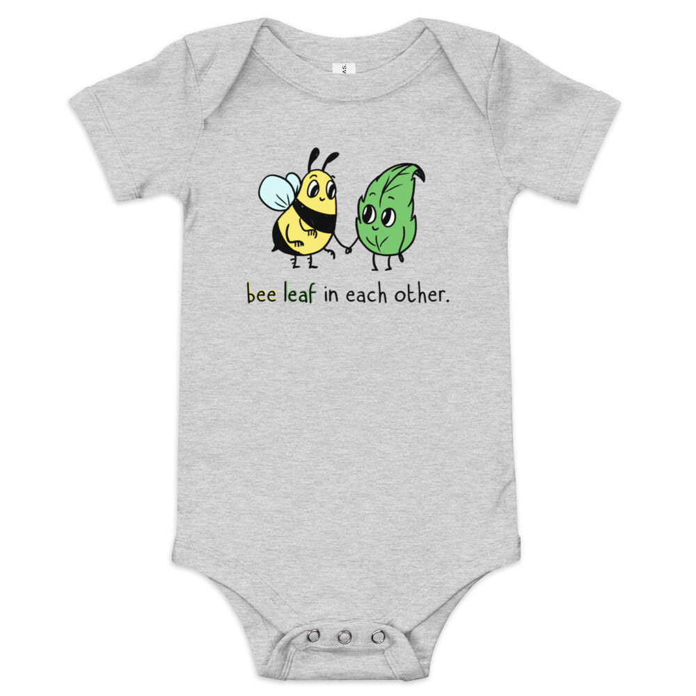 Bee Leaf baby short sleeve onesie