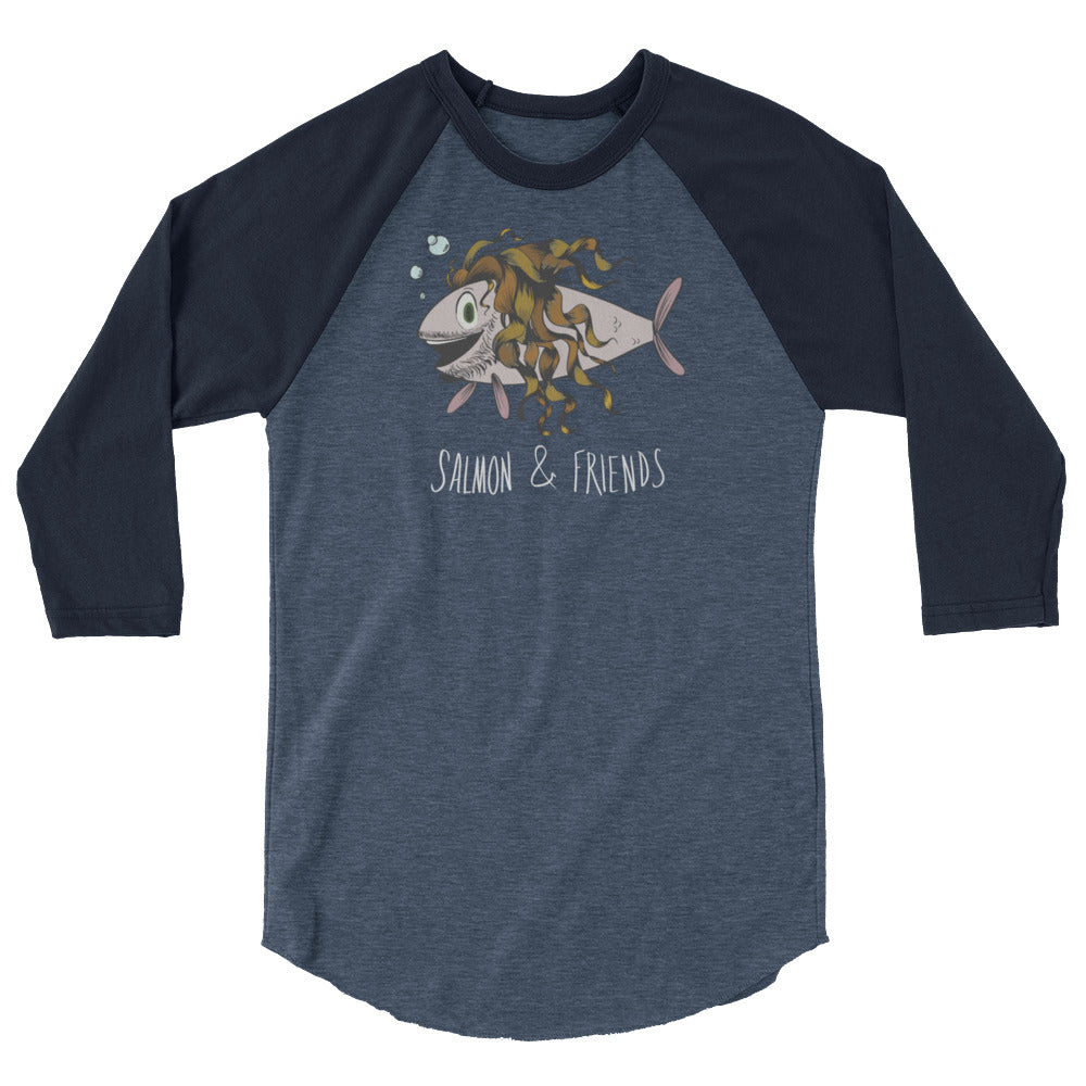 Salmon Logo & Friends 3/4 sleeve raglan shirt