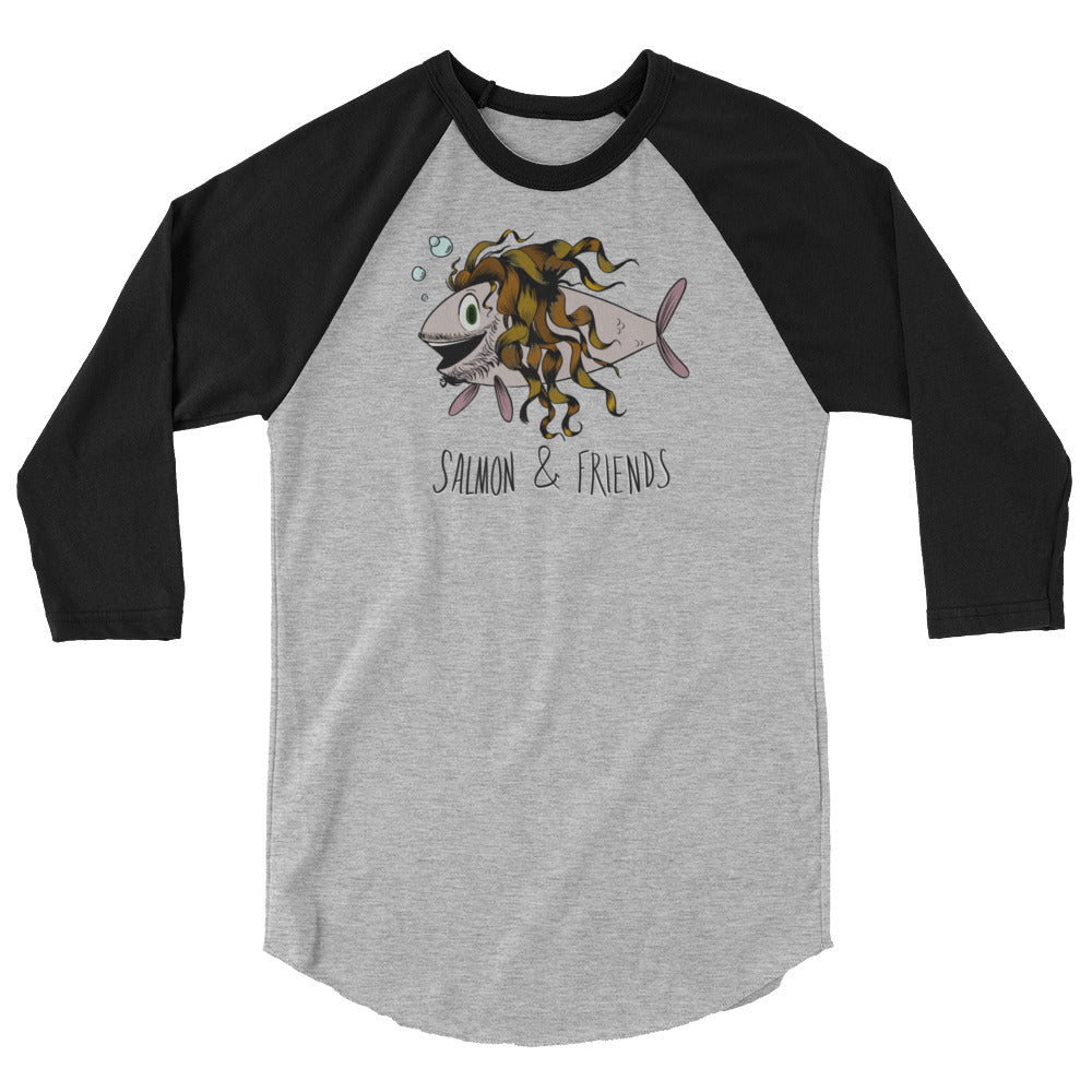 Salmon Logo & Friends 3/4 sleeve raglan shirt
