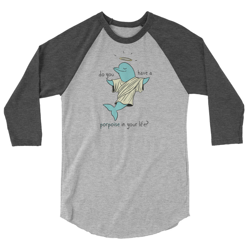 Porpoise 3/4 sleeve baseball raglan shirt
