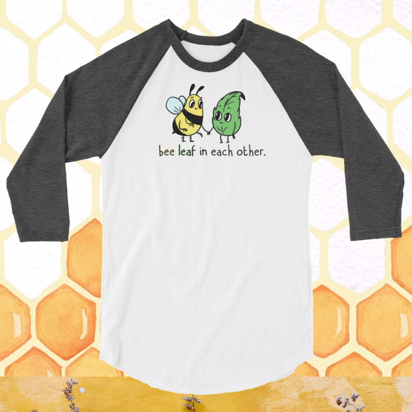 Bee Leaf 3/4 sleeve raglan shirt