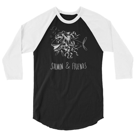 Salmon and Friends Dark side 3/4 baseball  sleeve raglan shirt